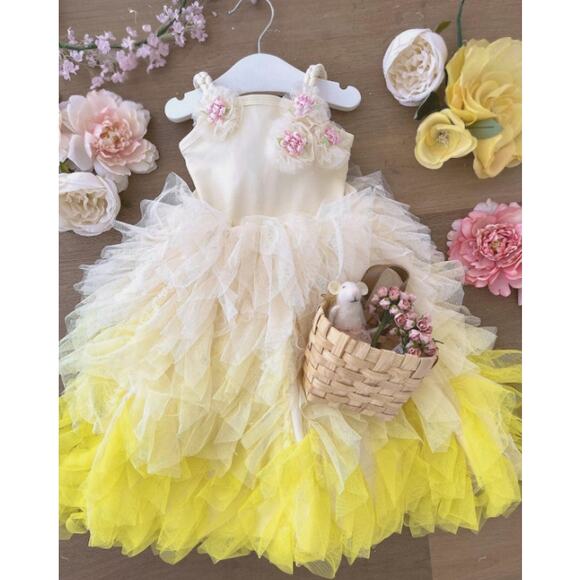 NWT Dollcake Dress Sundown Frock DCSDFRY Ruffles Girls Size 6 Yellow Ombre - Picture 3 of 13